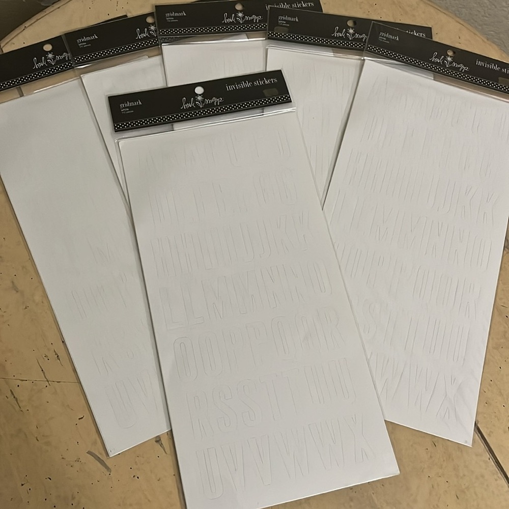 6 Heidi Swapp Gridmark Invisible‎ Alphabet Stickers 6 Sheets Scrapbook